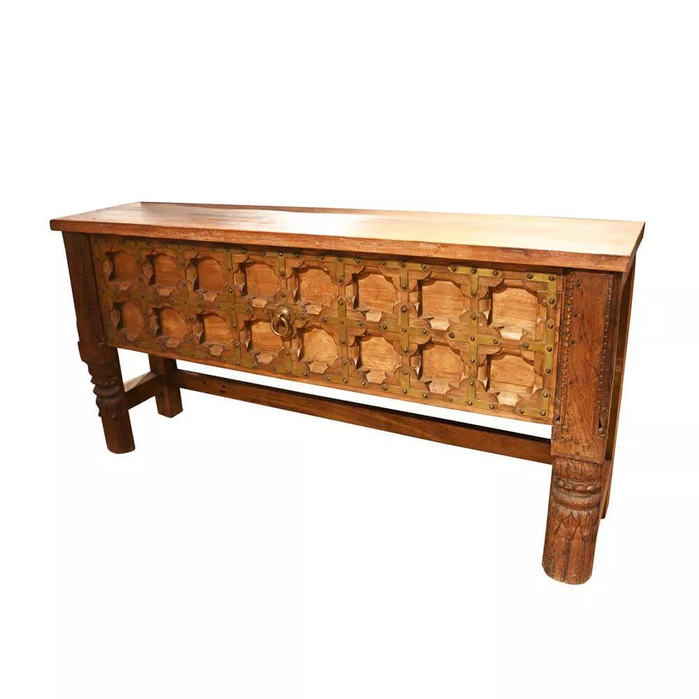 Eastern Inspired Wooden Open Sideboard
